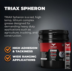 TRIAX Spheron Grease NLGI-2 Lithium Complex, High Temp, Super Heavy Duty | Ultra Tacky, EP, Waterproof | for 5th Wheel, Joints, Pivots, Wheel Bearings, and Chassis (14 Oz Tube - 10 Pack)